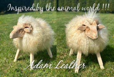 Peaux de mouton -  Inspiré du monde animal - Agneau en bois recouvert de peau de mouton